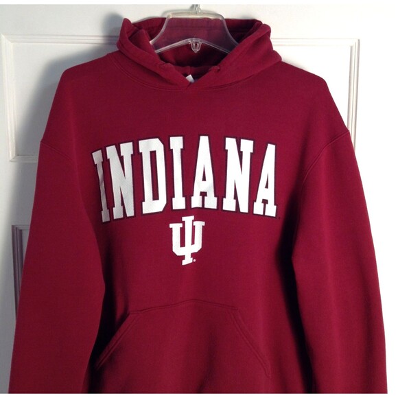 Vintage Indiana Hoosiers Hoodie Sweatshirt Men L Crimson NCAA Sports Warm 90s - Picture 3 of 11
